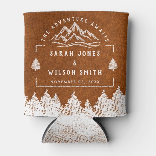 Berg Bestemming eenvoudige minimale bruiloft Blikjeskoeler (Voorkant)