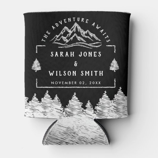 Berg Bestemming eenvoudige minimale bruiloft Blikjeskoeler (Voorkant)