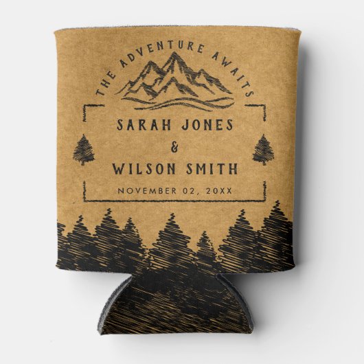 Berg Bestemming eenvoudige minimale bruiloft Blikjeskoeler (Voorkant)