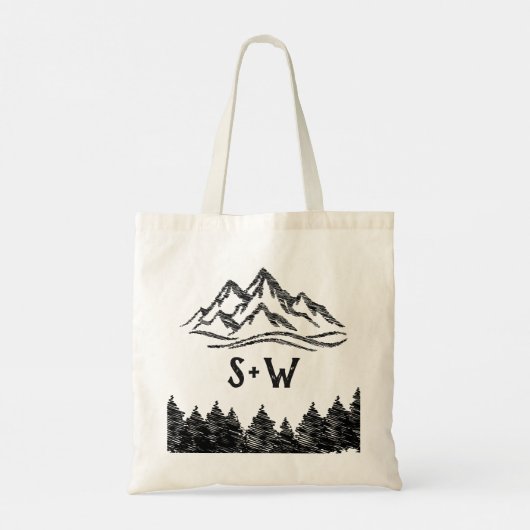 Berg Bestemming eenvoudige minimale bruiloft Tote Bag (Achterkant)
