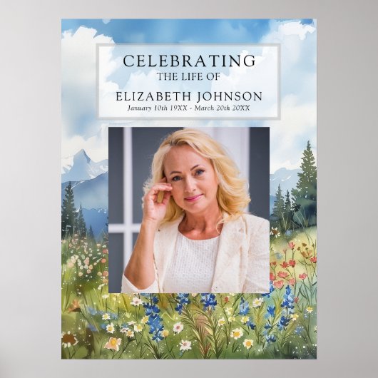 Berg bloem feest van het leven welkomstbord poster (Voorkant)
