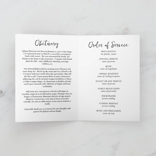 Berg Bloemenveld Viering van het leven Begrafenis Programma (Binnen)