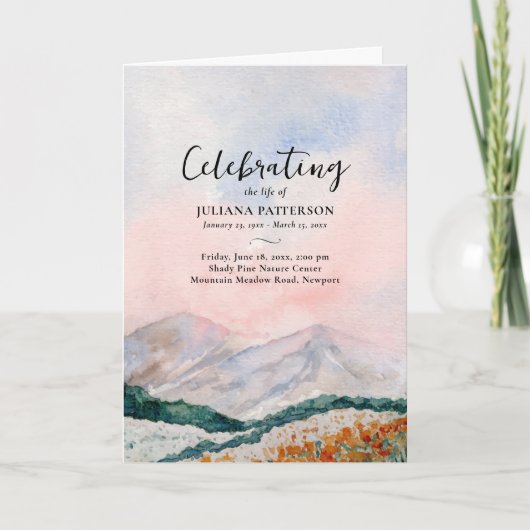 Berg Bloemenveld Viering van het leven Begrafenis Programma (Voorkant)