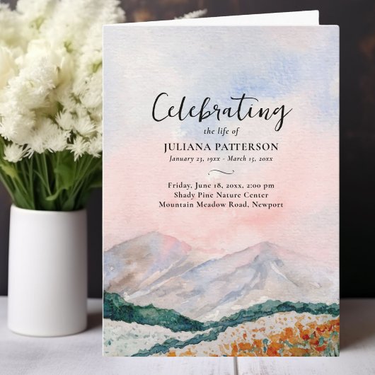 Berg Bloemenveld Viering van het leven Begrafenis Programma