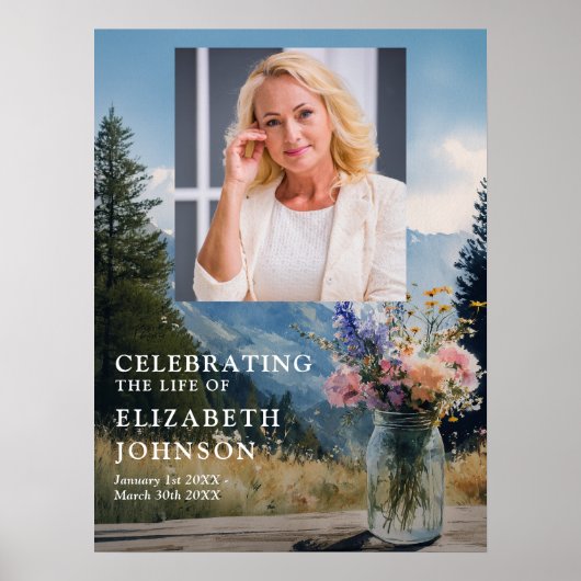 Berg Bloemrijke Viering van het Leven Welkom Bord Poster (Voorkant)