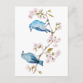 Berg Bluebird op Sakura Branch Briefkaart (Voorkant)