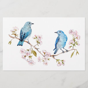 Berg Bluebird op Sakura Branch Briefpapier