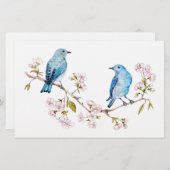Berg Bluebird op Sakura Branch Briefpapier (Voorkant / Achterkant)