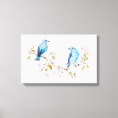 Berg Bluebird op Sakura Branch Canvas Afdruk (Voorkant)