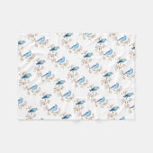 Berg Bluebird op Sakura Branch Fleece Deken (Voorkant (Horizontaal))