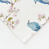 Berg Bluebird op Sakura Branch Fleece Deken (Hoek)