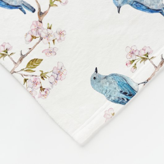 Berg Bluebird op Sakura Branch Fleece Deken (Hoek)