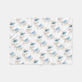 Berg Bluebird op Sakura Branch Fleece Deken (Voorkant (Horizontaal))