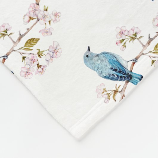 Berg Bluebird op Sakura Branch Fleece Deken (Hoek)
