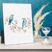 Berg Bluebird op Sakura Branch Fotoplaat (Zijkant)