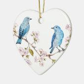 Berg Bluebird op Sakura Branch Keramisch Ornament (Links)