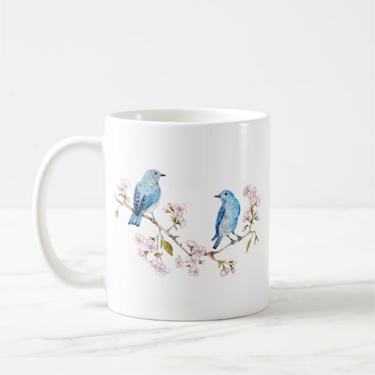 Berg Bluebird op Sakura Branch Koffiemok (Links)