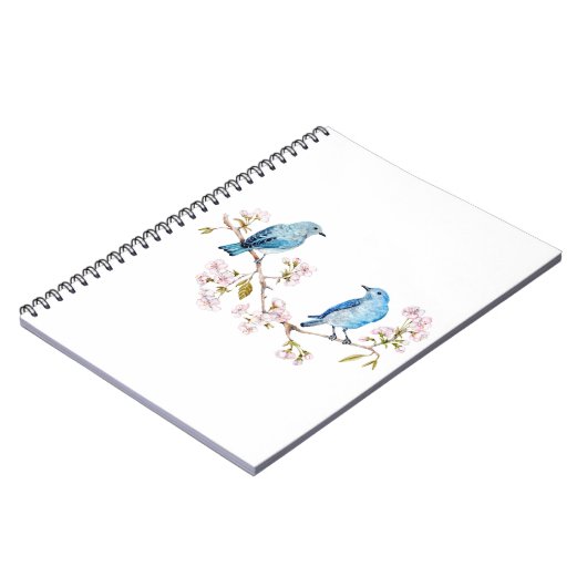 Berg Bluebird op Sakura Branch Notitieboek (Linkerzijde)