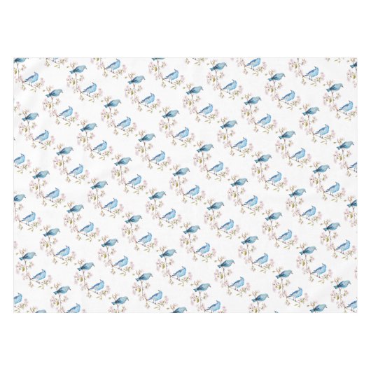 Berg Bluebird op Sakura Branch Tafelkleed (Voorkant (Horizontaal))