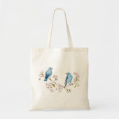Berg Bluebird op Sakura Branch Tote Bag (Voorkant)