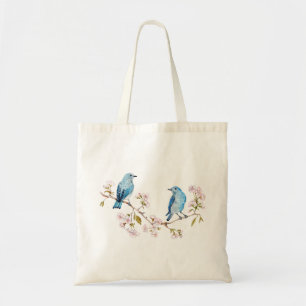 Berg Bluebird op Sakura Branch Tote Bag