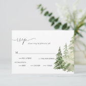 Berg Bos Bruiloft RSVP Kaart (Staand voorkant)