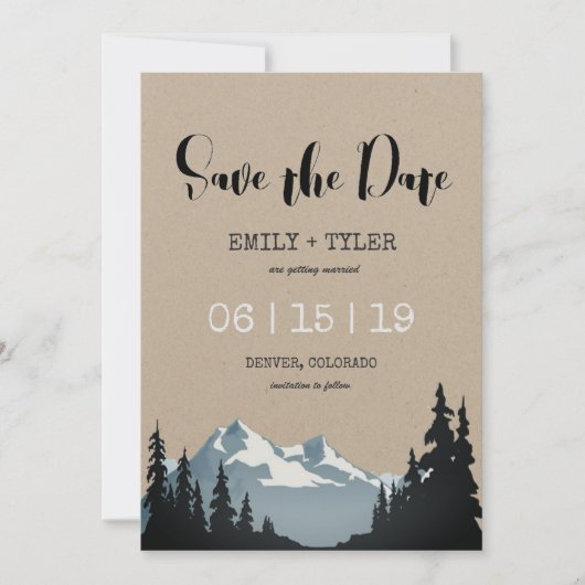 Berg Bos Bruiloft Save The Date Kaart (Voorkant)