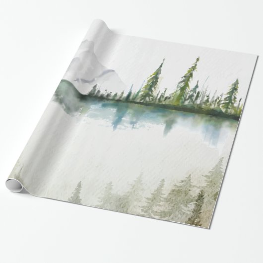 Berg, bos, meer cadeaupapier (Uitgerold)