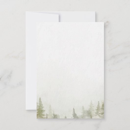 Berg, bos, meer, lichten, bruiloft receptie kaart (Achterkant)