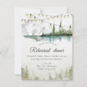 Berg, bos, meer, strijklicht repetitie diner kaart (Voorkant)