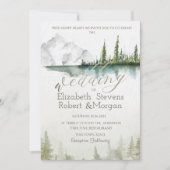 Berg, bos, meer, String Lights bruiloft Kaart (Voorkant)