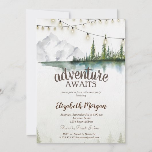 Berg, Bos, Meer, String Lights Kaart (Voorkant)