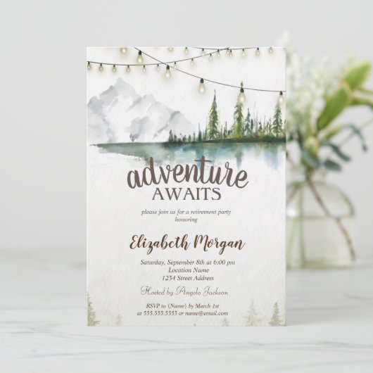 Berg, Bos, Meer, String Lights Kaart (Staand voorkant)