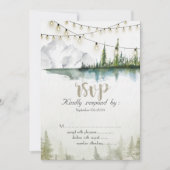 Berg, Bos, Meer, String Lights RSVP Kaart (Voorkant)