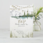 Berg, Bos, Meer, String Lights RSVP Kaart (Staand voorkant)