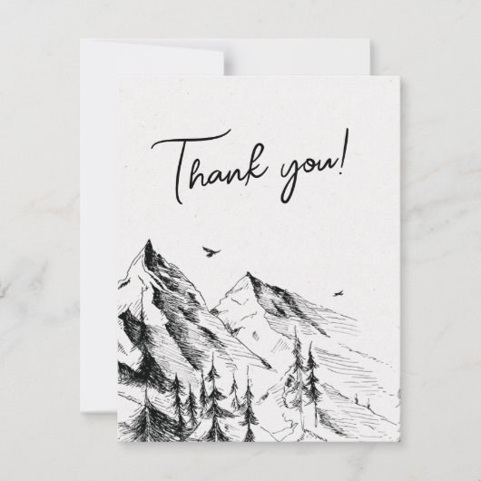 Berg bos rustige fotobruiloft bedankkaart (Voorkant)