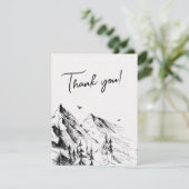 Berg bos rustige fotobruiloft bedankkaart (Staand voorkant)