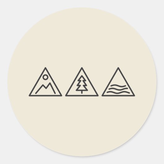Berg Bos Zee Minimal Triangles Sticker (Voorkant)