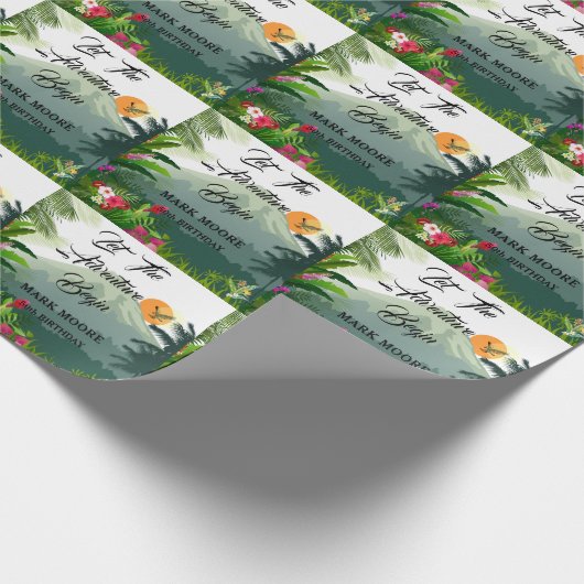 Berg, bos & zonsondergang cadeaupapier (Hoek)