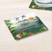 Berg, bos & zonsondergang kartonnen onderzetters (Schuin)