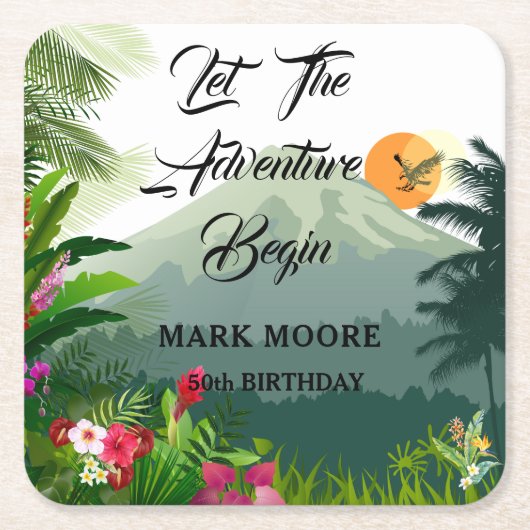 Berg, bos & zonsondergang kartonnen onderzetters (Voorkant)