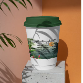 Berg, bos & zonsondergang papieren bekers