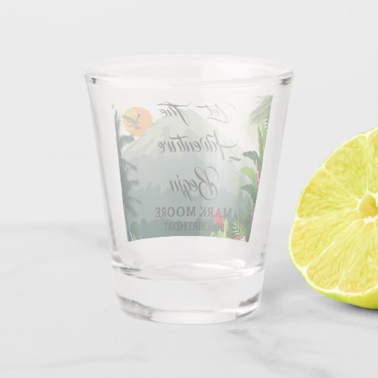 Berg, bos & zonsondergang shot glas (Achterkant)