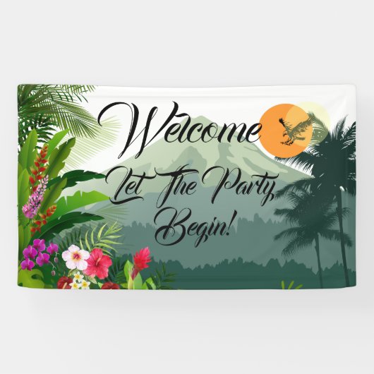 Berg & Bos Zonsondergang Verjaardag Spandoek (Horizontaal)