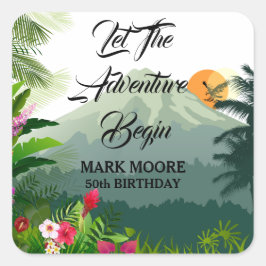 Berg & Bos Zonsondergang Vierkante Sticker