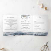 Berg, bosbestemming, huwelijk met RSVP Drieluik Uitnodiging (Binnen)