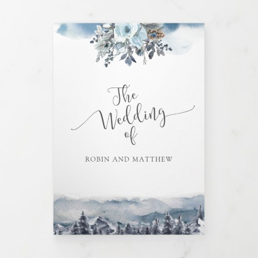 Berg, bosbestemming, huwelijk met RSVP Drieluik Uitnodiging (Cover)