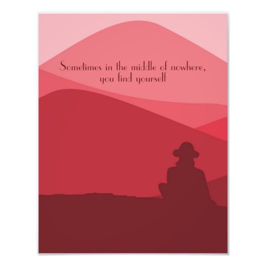 Berg Bourgondische Landschap met Modern Quote Foto Afdruk (Voorkant)