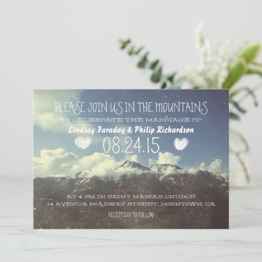 berg bruiloft uitnodigingen (Staand voorkant)