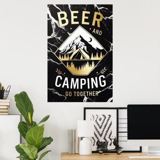 Berg Camping & Bier Poster (Thuiskantoor)